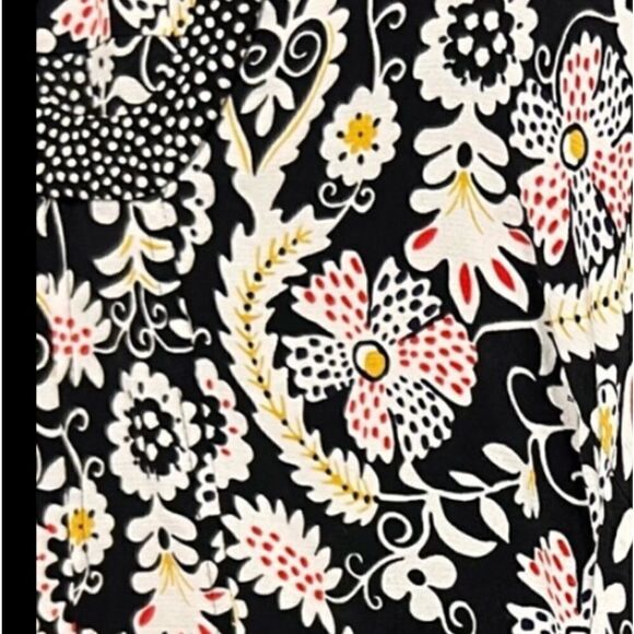 Boden Mollie patchwork polka dots V-neck black Arabesque midi dress size 6R - Picture 4 of 14